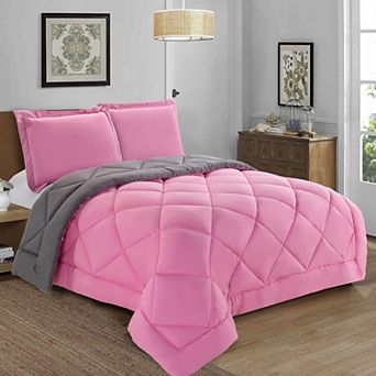 Elegant Comfort 3 pc Reversible Diamond Stitched Comforter & Shams