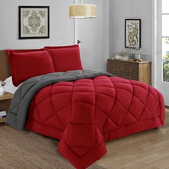 Elegant Comfort 3 pc Reversible Diamond Stitched Comforter & Shams