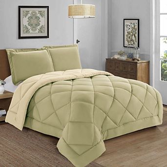 Elegant Comfort 3 pc Reversible Diamond Stitched Comforter & Shams