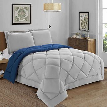 Elegant Comfort 3 pc Reversible Diamond Stitched Comforter & Shams
