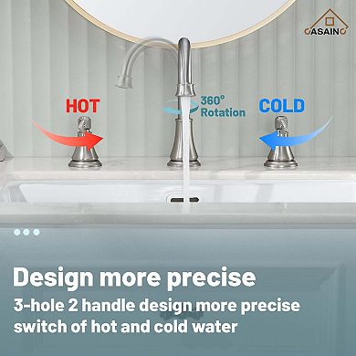 8-inch Widespread Faucet 2-handle Bathroom Faucet with Drain 1.2 GPM
