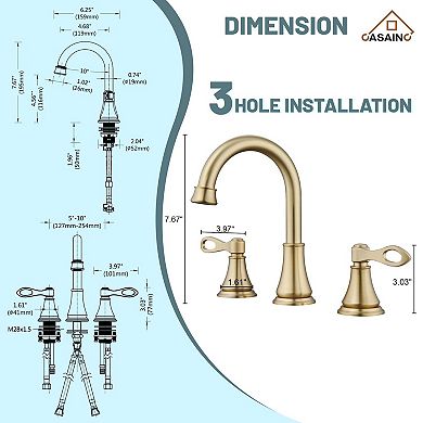 8-inch Widespread Faucet 2-handle Bathroom Faucet with Drain 1.2 GPM