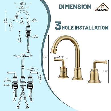 8-inch Widespread Faucet 2-handle Bathroom Faucet with Drain