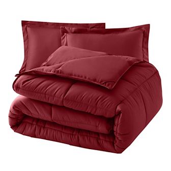Elegant Comfort 3 pc Solid Box Stitched Comforter & Shams - Double-Filled Comforter