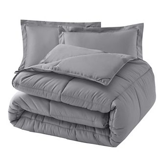 Elegant Comfort 3 pc Solid Box Stitched Comforter & Shams - Double-Filled Comforter