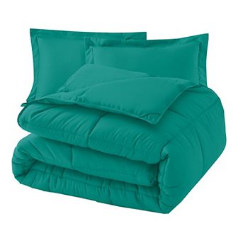 Elegant Comfort 3 pc Solid Box Stitched Comforter & Shams - Double-Filled Comforter