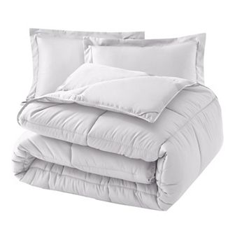 Elegant Comfort 3 pc Solid Box Stitched Comforter & Shams - Double-Filled Comforter