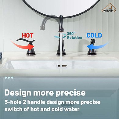 8-inch Widespread Faucet 2-handle Bathroom Faucet with Drain