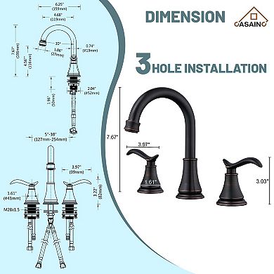 8-inch Widespread Faucet 2-handle Bathroom Faucet with Drain