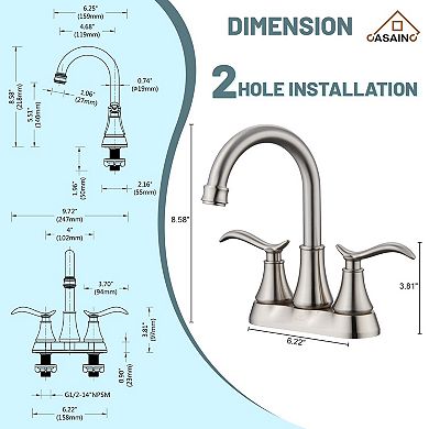 4-inch Centerset Bathroom Faucet with Drain