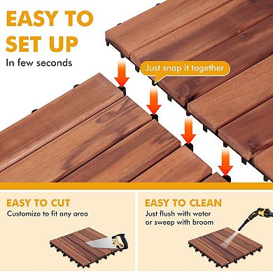 12''x12'' Wood Patio Flooring Deck Tiles 10 Pieces