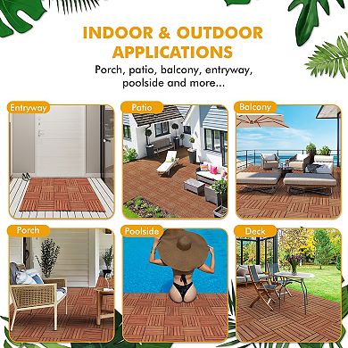 12''x12'' Wood Patio Flooring Deck Tiles 10 Pieces