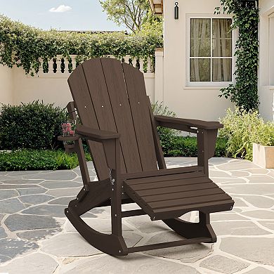 Foldable Outdoor Rocking Chair Removable Wheels, Ergonomic & Weatherproof