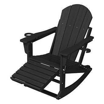 Foldable Outdoor Rocking Chair Removable Wheels, Ergonomic & Weatherproof