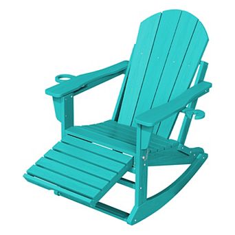 Foldable Outdoor Rocking Chair Removable Wheels, Ergonomic & Weatherproof
