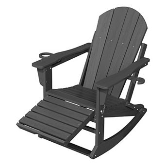 Foldable Outdoor Rocking Chair Removable Wheels, Ergonomic & Weatherproof