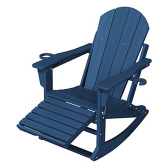 Foldable Outdoor Rocking Chair Removable Wheels, Ergonomic & Weatherproof