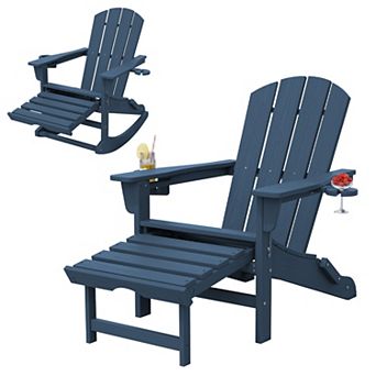 Foldable Outdoor Rocking Chair Removable Wheels, Ergonomic & Weatherproof