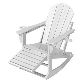 Foldable Outdoor Rocking Chair Removable Wheels, Ergonomic & Weatherproof
