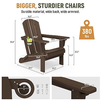 3-Position Reclining Folding Outdoor Chair PE Wood Grain, Weather-Resistant