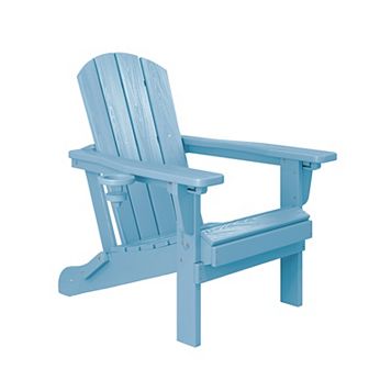 3-Position Reclining Folding Outdoor Chair PE Wood Grain, Weather-Resistant