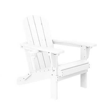 3-Position Reclining Folding Outdoor Chair PE Wood Grain, Weather-Resistant