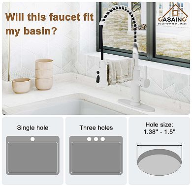1.8 Flow Pull Down Sprayer Kitchen Faucet with Infrared Sensor Induction Function and Deck Plate