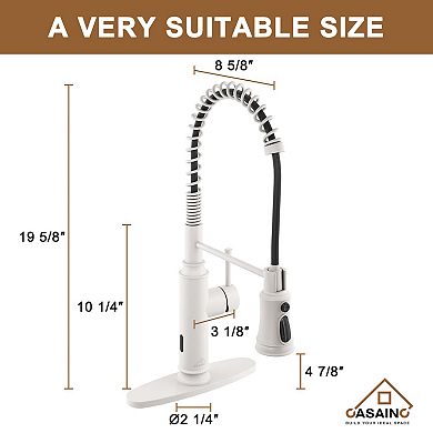 1.8 Flow Pull Down Sprayer Kitchen Faucet with Infrared Sensor Induction Function and Deck Plate