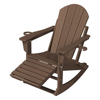 Foldable Outdoor Rocking Chair Removable Wheels, Ergonomic & Weatherproof