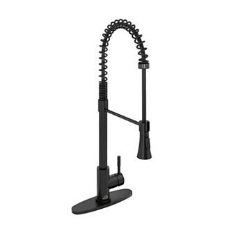 Spring Pull Down Sprayer Kitchen Faucet with Dual-Function Spray Head and Deck Plate