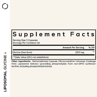 Codeage Liposomal Glycine+ Supplement, Free-Form Amino Acid L-Glycine 1500mg, 2-Month Supply, 180 ct