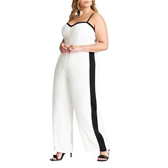ELOQUII Women's Plus Size Jumpsuit W Contrast Details