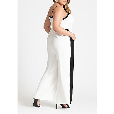 ELOQUII Women's Plus Size Jumpsuit W Contrast Details