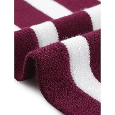 Striped Cardigan Sweater for Women's Crew Neck Color Block Button Down Crop Shirts