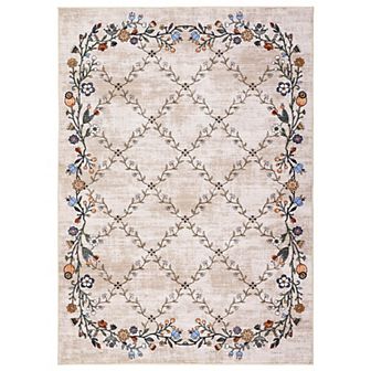 Garvee Machine Washable Floral Printed Area Rug Low Pile Stain Resistant Throw Carpet