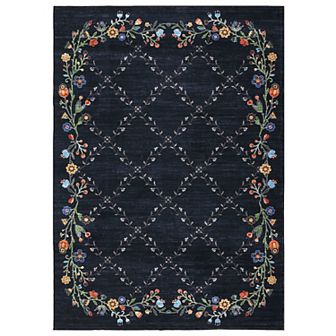 Garvee Machine Washable Floral Printed Area Rug Low Pile Stain Resistant Throw Carpet