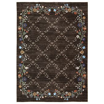 Garvee Machine Washable Floral Printed Area Rug Low Pile Stain Resistant Throw Carpet