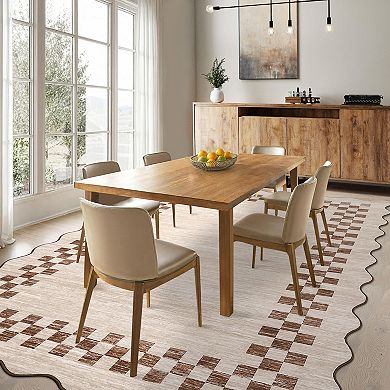 Garvee Machine Washable Modern Flounce Design Area Rug Non Slip Low Pile Indoor Mat