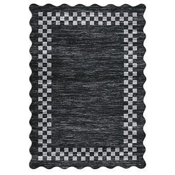 Garvee Machine Washable Modern Flounce Design Area Rug Non Slip Low Pile Indoor Mat