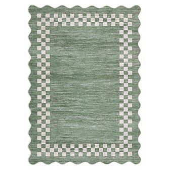 Garvee Machine Washable Modern Flounce Design Area Rug Non Slip Low Pile Indoor Mat