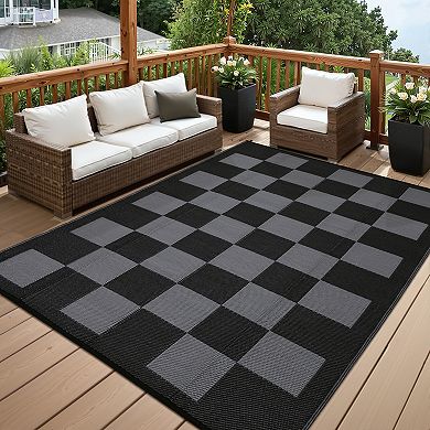 Garvee Geometric Outdoor Area Rug Waterproof Reversible Carpet for Picnic RV