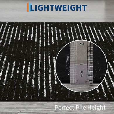 Garvee Modern Geometric Area Rug Ultra Thin Machine Washable Indoor Carpet for Living Room