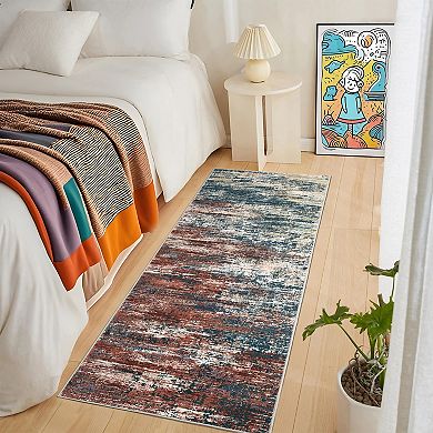 Garvee Modern Abstract Colorful Area Rug Ultra Thin Non Slip Throw Carpet for Bedroom