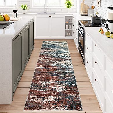 Garvee Modern Abstract Colorful Area Rug Ultra Thin Non Slip Throw Carpet for Bedroom