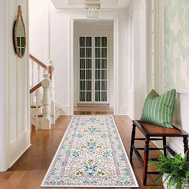 Garvee Machine Washable Non Slip Stain Resistant Modern Flower Printed Area Rug for Home Decor