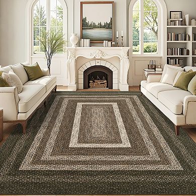 Garvee Modern Loop Track Area Rug Machine Washable Non Slip Indoor Carpet