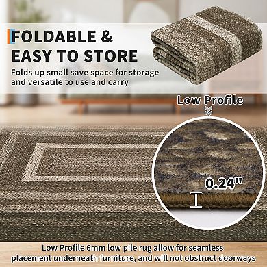 Garvee Modern Loop Track Area Rug Machine Washable Non Slip Indoor Carpet