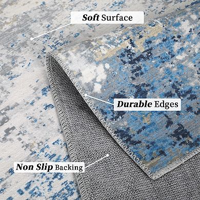 Garvee Machine Washable Modern Abstract Pattern Area Rug Non Slip Carpet for Home Decor