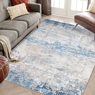 Garvee Machine Washable Modern Abstract Pattern Area Rug Non Slip Carpet for Home Decor
