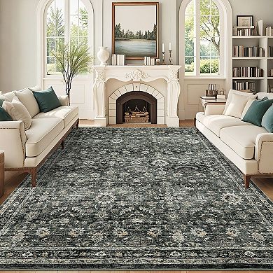 Garvee Vintage Distressed Boho Machine Washable Area Rug Non Slip Non Shedding for Bedroom Kitchen